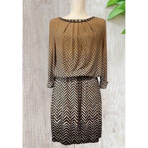 London Times Print Elastic Waist Dress